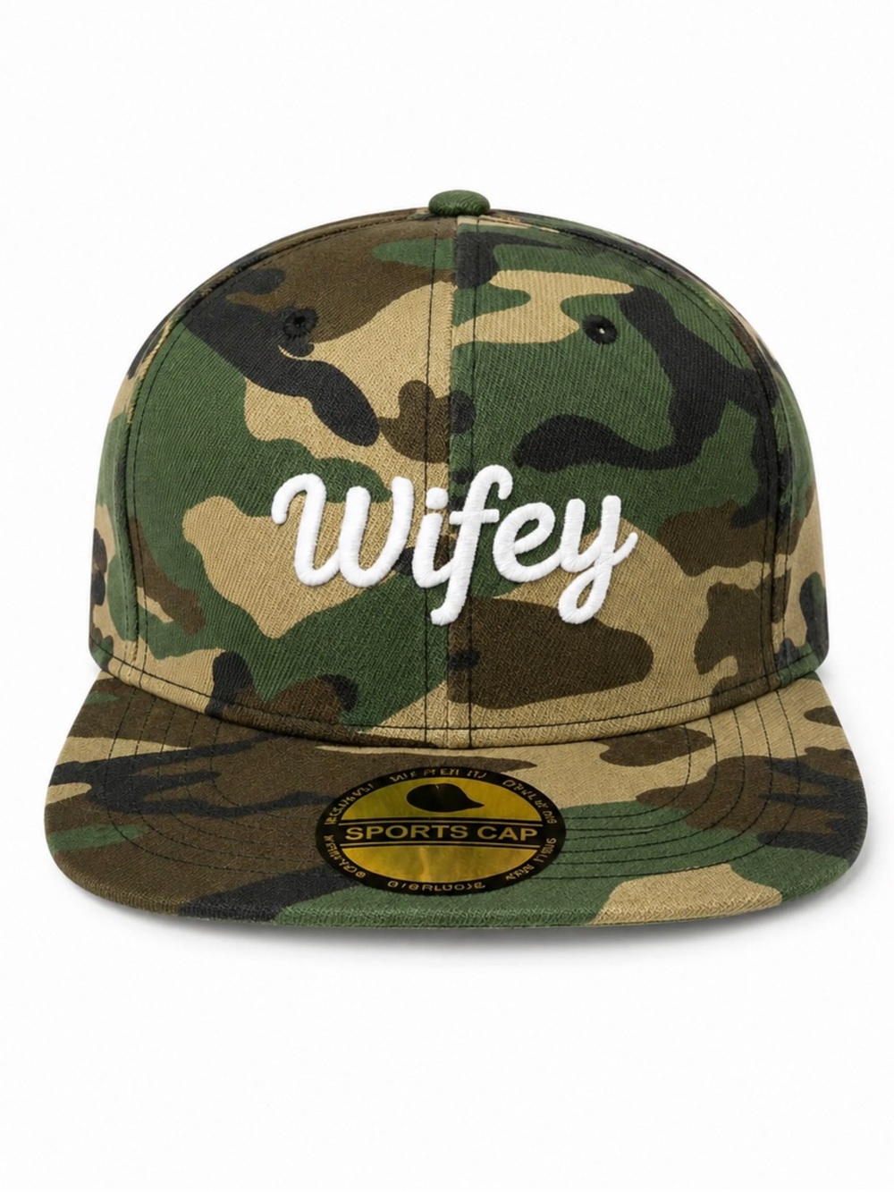 🤍 Camouflage Wifey Snapback Hat White Embroidery Flat Brim Streetwear Cap New